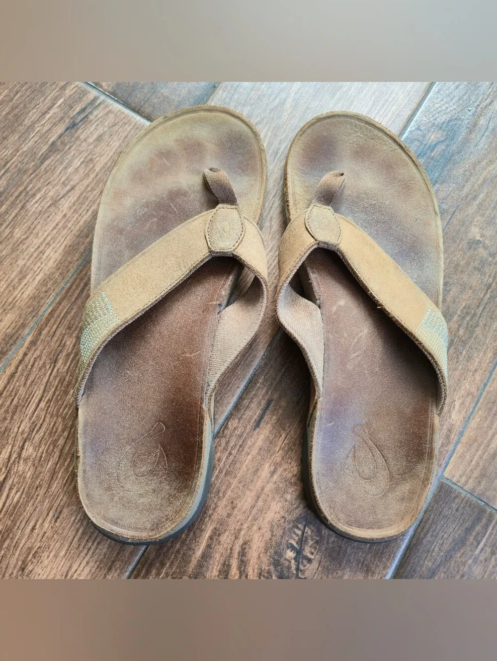 Olukai Tuahine Toffee Toffee Men’s Size 13 Sandal Flip Flops Premium Leather